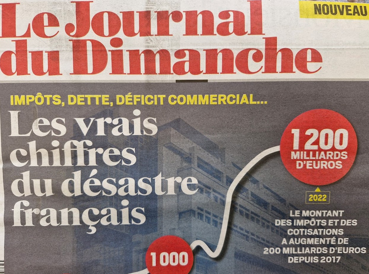 La “Une” du JDD sur le désastre économique français.